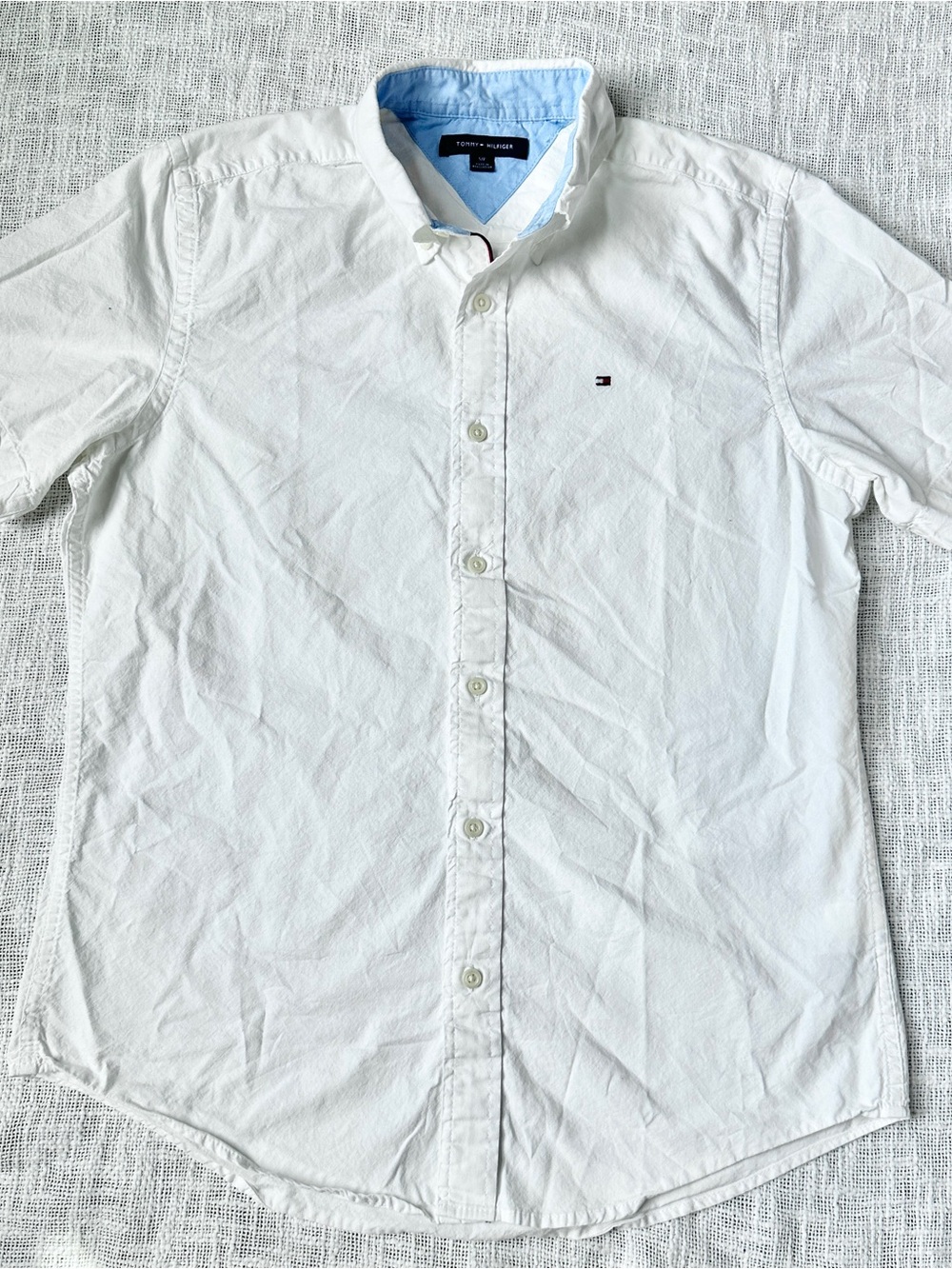 Tommy Hilfiger Men's White Button Up Collared Shirt 👔 Size Small